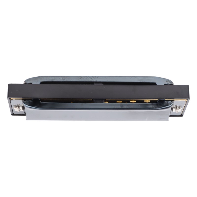 Black Harmonica C Key 10 Hole Blue Harp Stainless Steel