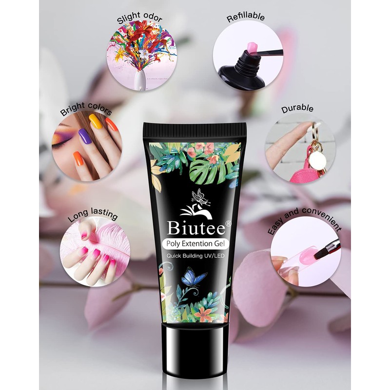 Biutee Length Gel, Polygel, Warm Discoloration, Glow Nail Gel, 0.5