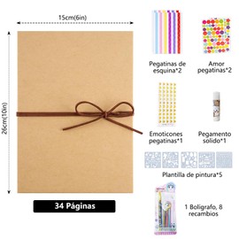 Album de fotos pareja,libro de aventuras up 6x10 pulgadas，Álbumes de Recortes de Bricolaje 34 Páginas，Kit de scrapbooking hecho a mano plegable，Regalo para Cumpleaños,Navidad,Boda Aniversario (Marrón)