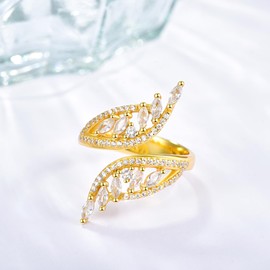 praymos Gold Ring for Women Angel Wings Cubic Zirconia Rings 925 Sterling Silver Ring Adjustable Rings Engagement Wedding Ring Jewelry …