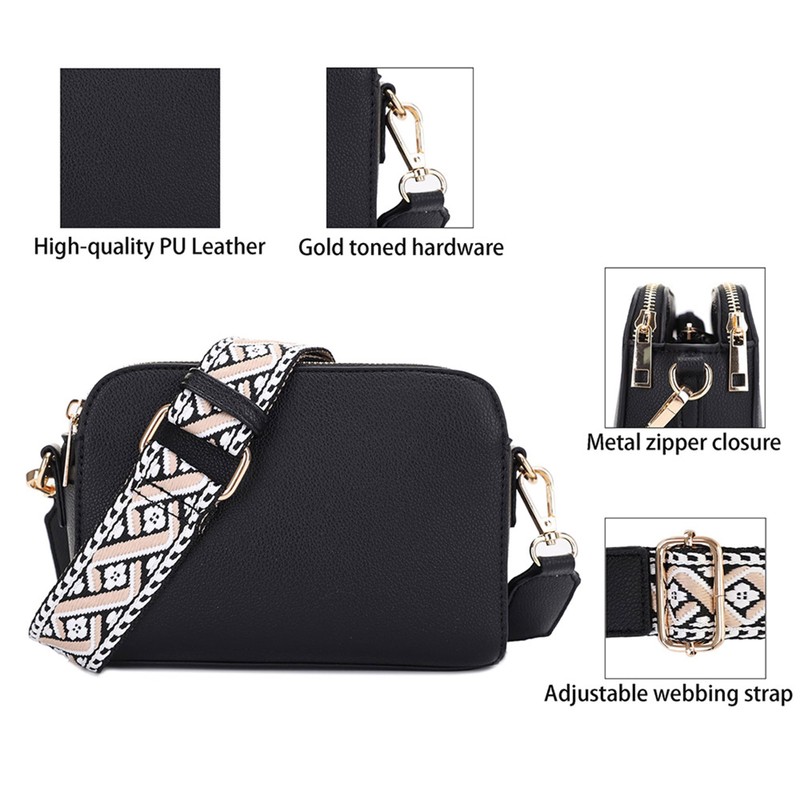 EVVE - Bolso cruzado para mujer, con triple cierre, pequeño