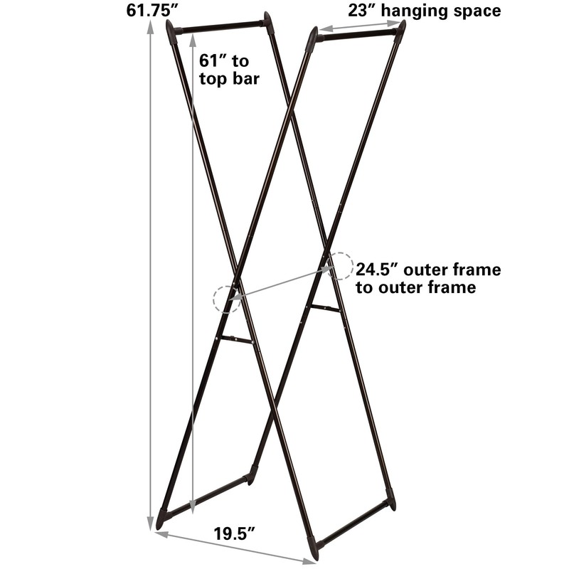 Household Essentials Valet Folding Clothes Rack, Strong Metal X-Frame, Chic