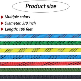 YSMN 3/8 Inch 100 Feet Outdoor Braided Rope High Force Polyester Rope Suitable for Swing Camping Tree Work Black