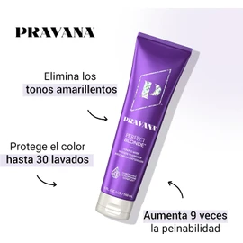 PRAVANA Perfect Blonde Mascarilla para Cabello 150 ml, Mascarilla Matizadora Morada, Tratamiento Semanal, Aporta Hidratación y Brillo, para Cabello Rubio, Plata o Decoloración