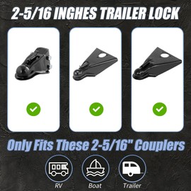 ZHDD 2-5/16 Inch Trailer Coupler Lock - Heavy Duty Anti Theft Safety Ball Hitch Lock for RV,ATV,Truck,Boat,Utility,Cargo and Camper Trailers (Red)