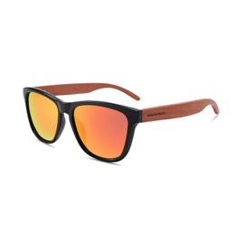 GREENTREEN Wooden Sunglasses for Men Women Polarised Sunglasses with Wooden Temples / UV400 Protection, orange