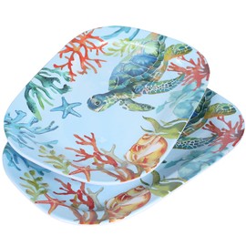 GOFUNFUN 2 Pack Extra Large 17.5 Inch Turtle Serving Trays – Reusable Melamine Platters for Parties, Snacks, Fruit & Cookies, Food Serving Dishes for Entertaining, Pantry & Kitchen Use Turtle