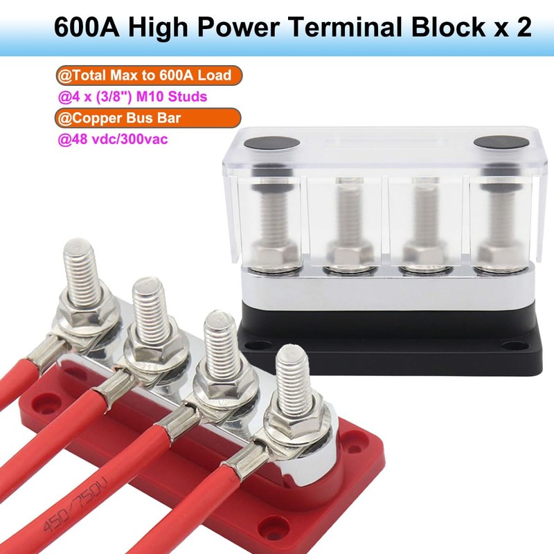 Gloaso Bus Bar Copper 12V-48V DC 600A High Current Busbar