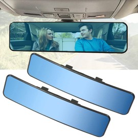 2 Pack Rear View Mirror, Universal 11.4 Inch Interior Clip On Rearview Mirror, Panoramic Wide Angle Rear View Mirror - Anti Glare – Convex – Blue, to Reduce Blind Spot Effectively for Car SUV Trucks