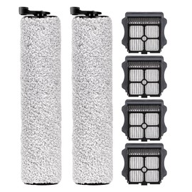 (6 Pack) Floor One S3 Replacement Brush Rollers and HEPA Filters Compatible with Tineco Floor One S3/ iFloor 3, Cordless Wet Dry Vacuum Cleaner, 2 Brush Rollers, 4 HEPA Filters, Replacement Parts