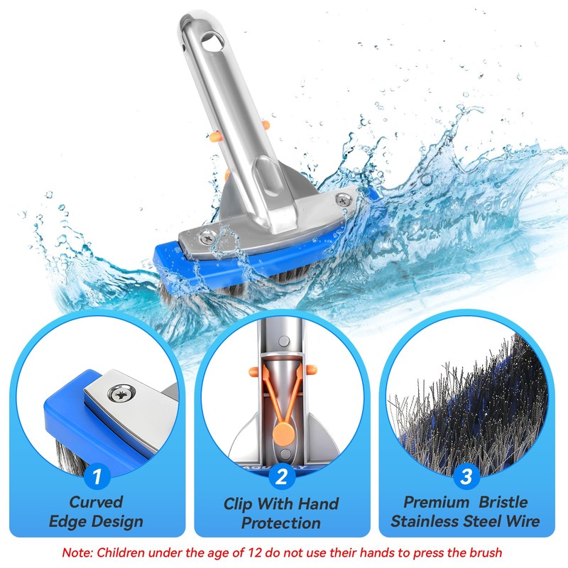 AQUAFLY Pool Pumice Stone & 5.5" Stainless Steel Brush Kit