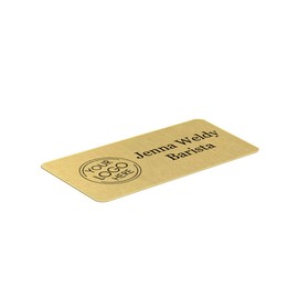 Custom-Aluminum Business Name Tag/ID with Magnet, Pin, or Tape. Offered with A Color Logo (Gold, 3 x 1.5")
