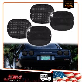 JDMTECH For 1990-1996 Chevy Corvette C4 Smoked Black Rear Tail Light Lamp Lenses 4PCS