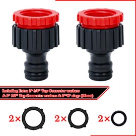 TOPWAYS 3/4 inch and 1/2 inch Hose Tap Connector, 2in1 Plastic Graden Threaded Faucet Adapter Outside Tap Connector For Hose Pipe (2pcs)