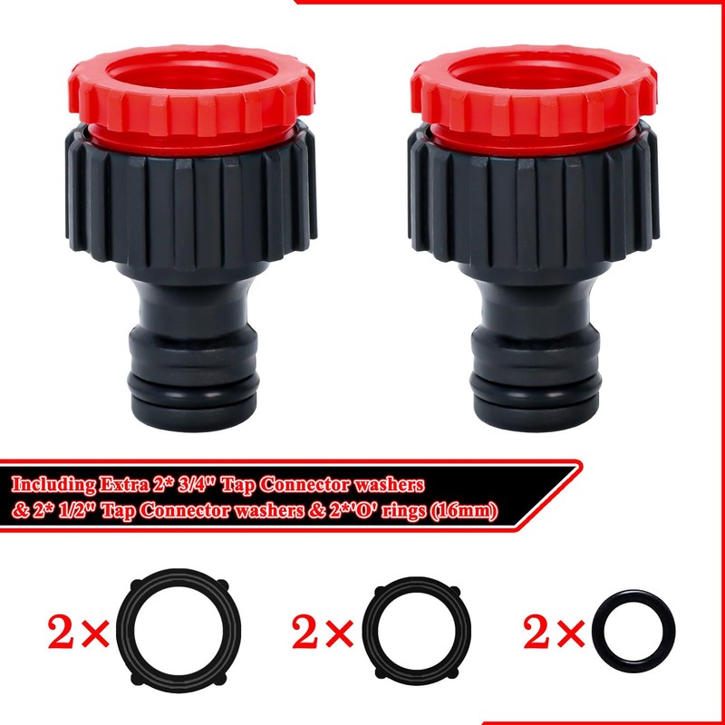 TOPWAYS 3/4 inch and 1/2 inch Hose Tap Connector, 2in1