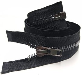 Leekayer #10 34 Inch Separating Jacket Zipper Black Nickel 86.3cm Metal Zipper for Sewing Crafts Dress Bag Coats Heavy Duty DIY Handmade Replacement Zippers (34" Nickel)