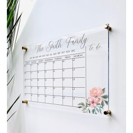 Large Clear Acrylic Monthly Calendar for wall | Dry-Erase Message White Board Calendar Wall Mounted Office Home Family Organization Tools Must Haves School Kids Adult Mom Teen Monthly Weekly ADHD Tool