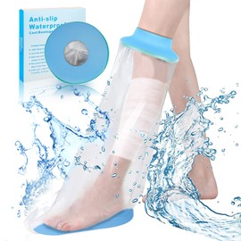 SUPERNIGHT Waterproof Leg Cast Cover - Adult Half Leg Watertight Bandage Protector for Leg and Foot Wounds - Reusable Sleeve for Shower and Bath - Anti-Slip Design
