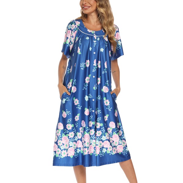 YOZLY House Dress for Women Short Sleeve House Coat Mumu