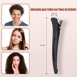 Pinzas de Pelo Profesionales, 6 Clips para Cabello Estetica Antideslizante y Inoxidable, Profesionales para Peinado Coloración del Cabello, Pinzas para Cabello Estetica para Salón y Hogar(Negro)
