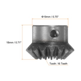 HARFINGTON 2pcs Bevel Gear 1M 16 Teeth 10mm Shaft Hole 1:1 Tapered Bevel Pinion Gear 45# Steel 1.5 Module 90 Degree Steering Gear, for Hardware Mechanical Rotation