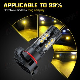 CHUSYYRAY 5202 LED Fog Light Bulbs Yellow For GMC Sierra 1500 2007-2015 Yukon XL 2007-2013