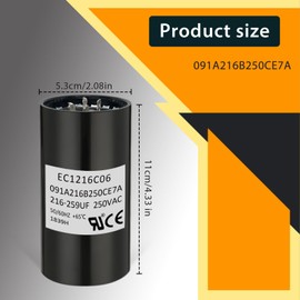 Xicbie EC1216C06 Upgraded Motor Start Capacitor 216-259uF 250V | Exact Replacement for OEM EC1216C06 | Wide Compatibility, Durable, Reliable & Powerful Motor Startup
