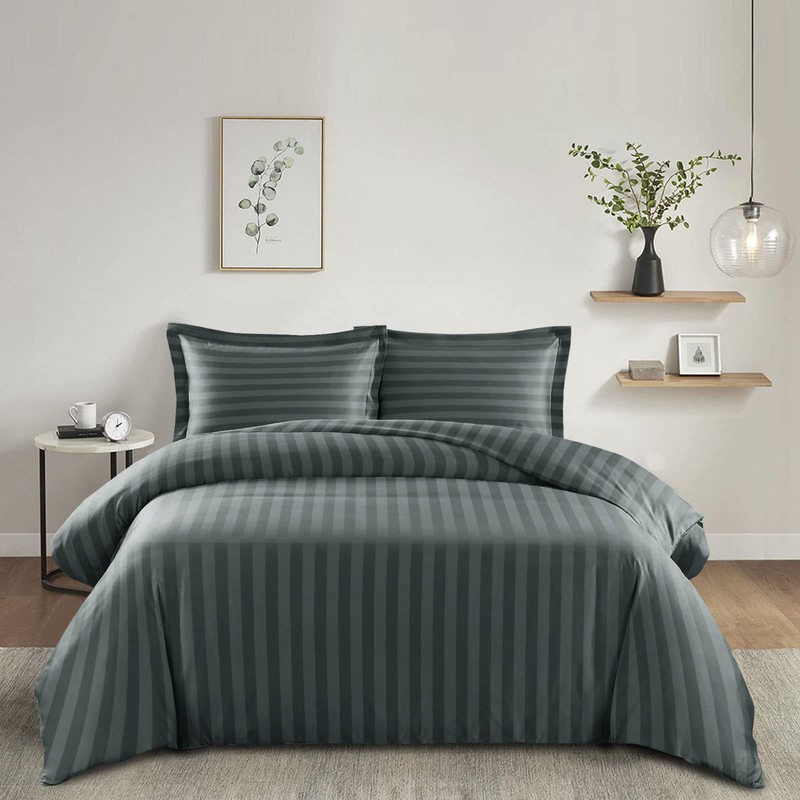 Imperial Rooms Single Duvet Cover Set Reversible Stripes Satin Bedding