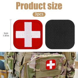 Medic First Aid Kit Patch, 3 pcs Medical Red Cross Patch Tactical Medical Patches, First Aid Tactical Hook and Loop Patches,Nurse Doctor Emergency Logo Patchs for Caps Bag Vests Military Uniform
