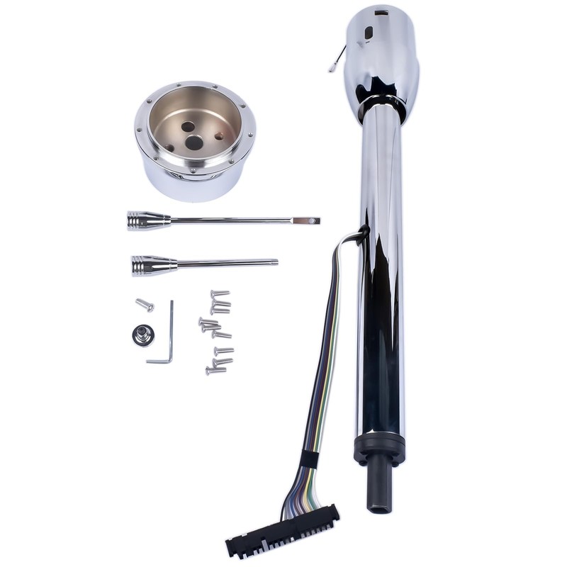 Woosphy 28" Chrome Tilt Street Rod Floor Shift Steering Column
