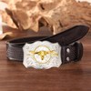 BBOTEN Western American Belt Buckle Silver Golden Texas Longhorn Belt