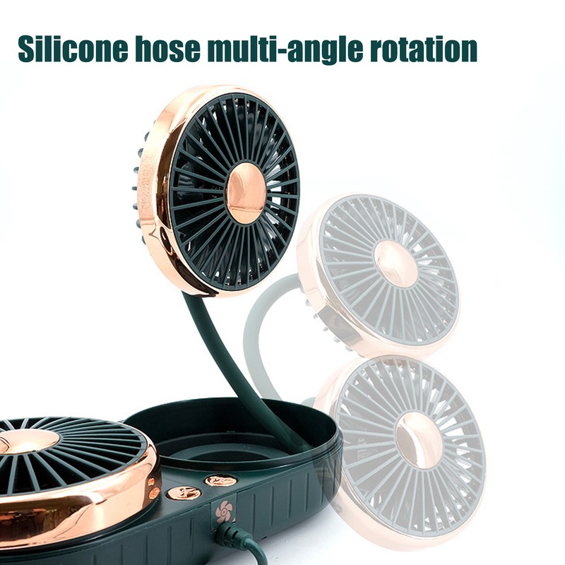 Car Fan 360° Rotatable 3 Speed DualHead USB Powered Mini