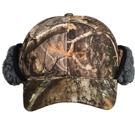 EDTREK Windproof and Waterproof Winter Hat with Sherpa Lined Ear Flap - Ultra Performance Blaze Orange and Camo Hunting Hat (as1, Alpha, x_l, RT Edge)
