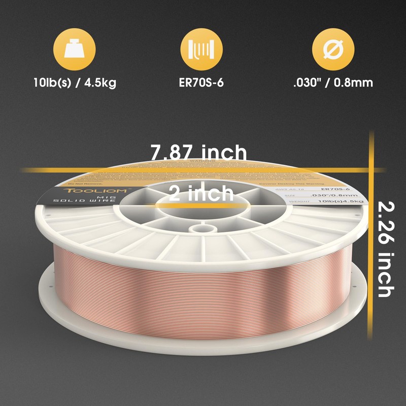 TOOLIOM ER70S-6 .030"(0.8 mm) Mild Steel MIG Solid Welding Wire