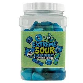 Assorted Super Sour Mix Gummy – Blue Raspberry Flavor – Bursting with Extreme Sourness – Soft and Chewy, 1.5 lb Jar