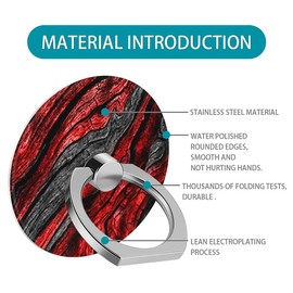 One Piece Set of Phone Ring Holders Cute Black Red Wood Grain Featuring A 360° Rotation Function Suitable for Smartphones, Tablets, and Other Devices Designing Advanced Pattern