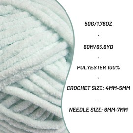 3 paquetes de hilo grueso de chenilla de felpa – hilo de ganchillo suave – hilo de terciopelo para tejer para cobijas, manualidades – hilos de Amigurumi esponjosos 150 g / 196.8 yardas (3 cian pálido)