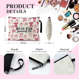 Cusrtyh Realtor Survival Kit Funny Canvas Zipper Makeup Bag, Travel Accessories Storage Toiletries Bag, Realtor Gifts for Women, Realtor Thanks Gifts, Gifts for New Broker Clients Salesperson Broker