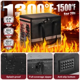Fireproof Comic Book Storage Box - Holds 140+ Comics, Organizer Kit with 50 Protective Bags, Label Stickers and Catalog, Comic Book Bin with Adjustable Divider, Lock & Reflective Strips (Case Only)