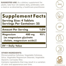 Solgar Chelated Magnesium - Supports Muscle and Nervous System - Mind Balance - Energy Release and Reduces Tiredness - Brown, 100 Tablets