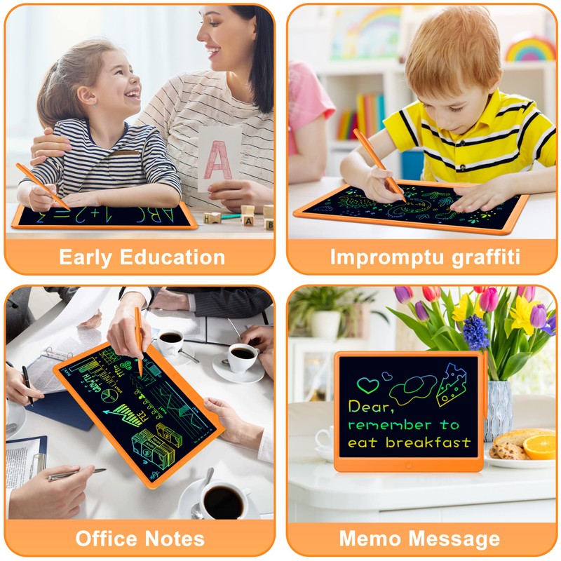LCD Writing Tablet,15 inch Doodle Board for 3-12 Kids Colorful