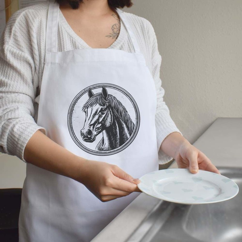 Azeeda 'Horse Portrait with Circle Frame' Unisex Cooking Apron (AP00078273)