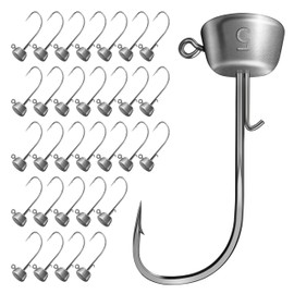 PROBITE Ned Rig Jig Heads Kit – 30pcs Mushroom Jighead Hooks for Bass & Crappie Fishing Lures, Perfect for Soft Plastic Baits in Freshwater & Saltwater, 3/16oz