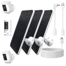 AYF Solar Panel Compatible with Ring Spotlight Cam, Stick Up Cam & Outdoor Cam Battery, Weatherproof Charger with 13FT Cable, Secure Mount, 6 Cables (Micro USB to Type-C & Micro USB to DC), 3 Pack