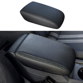 BoxCheer Armrest Cover Suitable for Toyota Camry 2007-2011 Leather Central Console Armrest Box Protector Pad (Black Leather + Black Stitch)