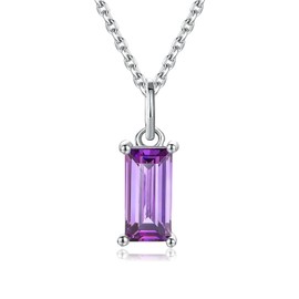 DAYBYDAY February Birthstone Necklace 925 Sterling Silver Dainty Birthstone Pendant Purple Stone Amethyst Necklace for Women