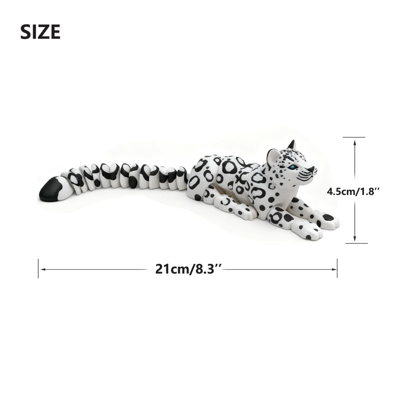 QINGMIAO 8.3 Inch 3D Printed Animals Snow Leopard Realistic, 3D