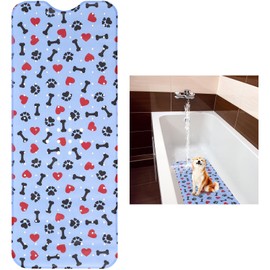 Duraaamo Dog Bath Mat for Tub 39. 37 x 15. 74 Inch Non Slip Pet Bathtub Mat Fast Dry Shower Attachment, Quick Drain for Bathroom Bath Pet Dog Cat Shower Rug, Blue
