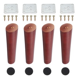 PATIKIL Wood Furniture Legs, 4Pcs 8" Tapered Replacement Sofa Leg for Chair Couch Bed Coffee Table Dresser, Red Walnut