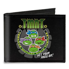 Buckle-Down Men's Canvas Bi-fold Wallet - Tmnt-get Your Shell On + Tmnt World Accessory, Multi, One Size
